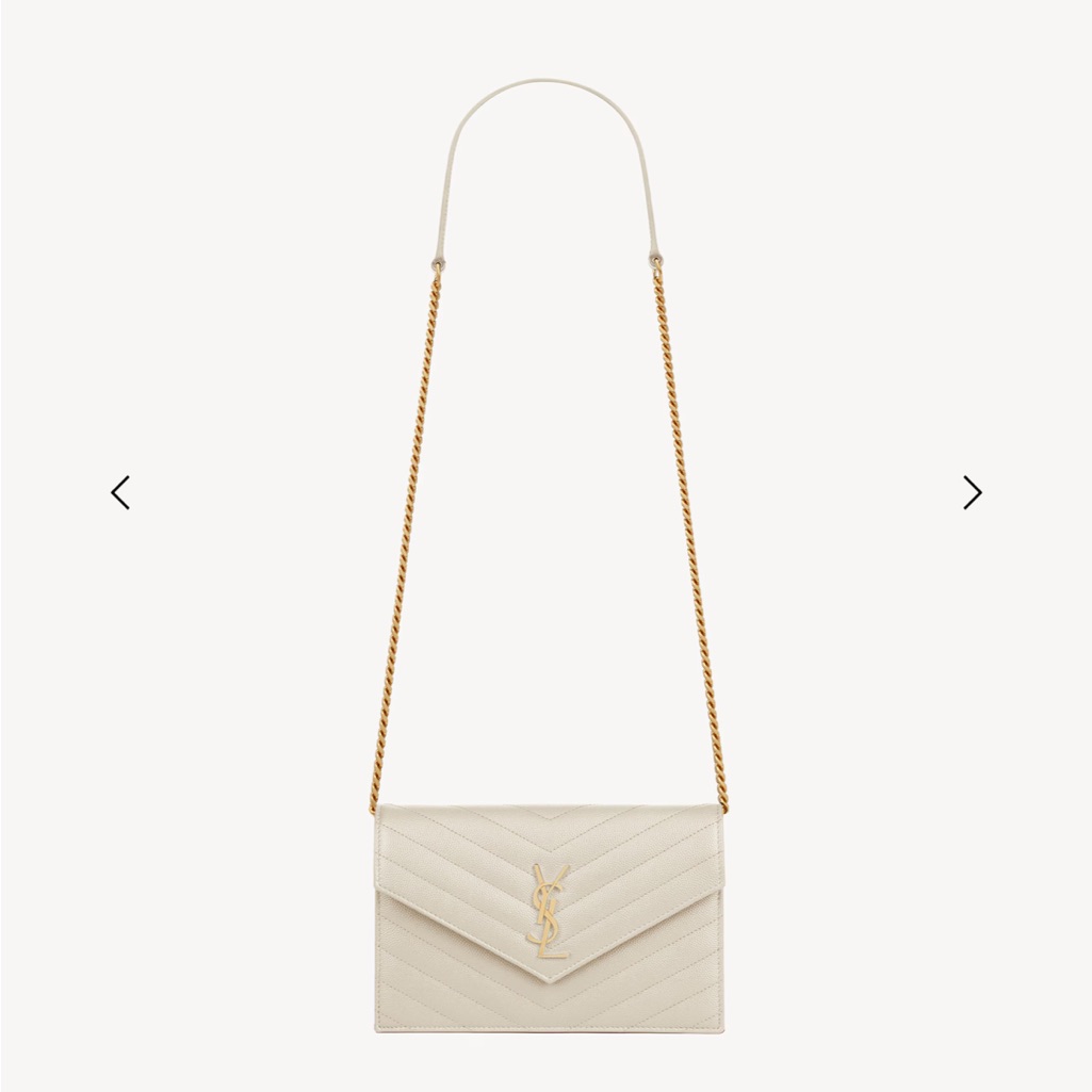 Yves Saint Laurent Cream Chevron Clutch